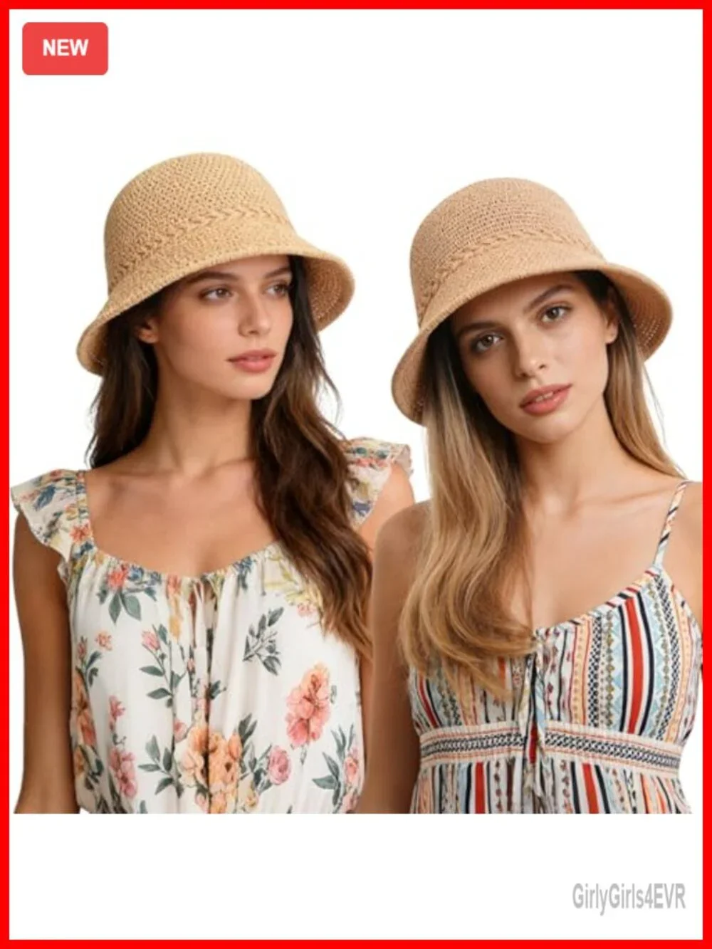 Lightweight Packable Faux Straw Crochet Bucket Hat